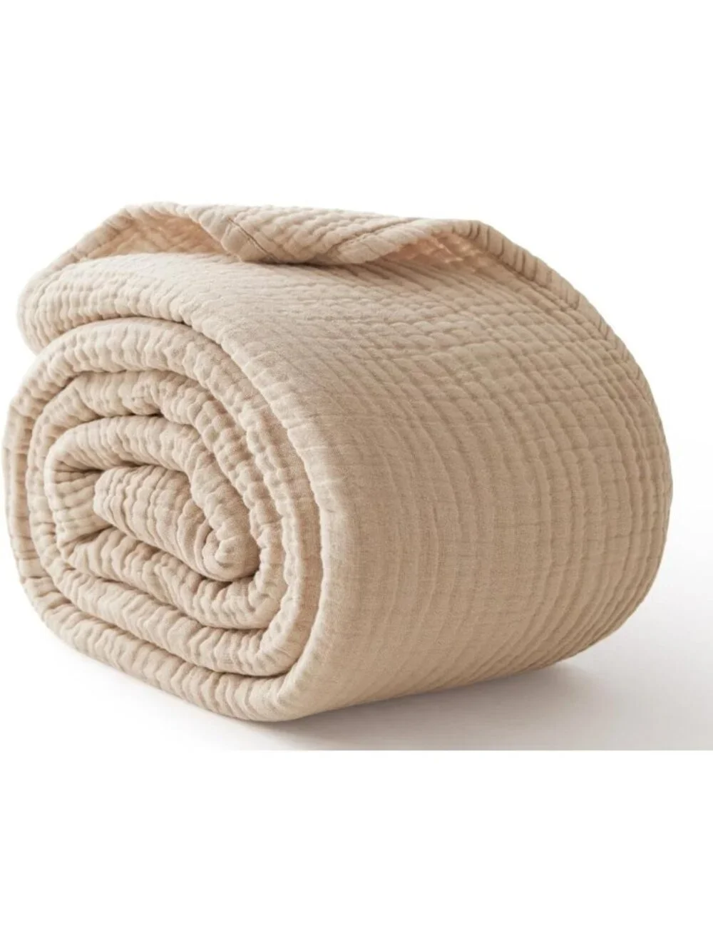 Cozy 100% Cotton Muslin Throw Blanket, 6-Layer, 50x60, Soft Beige Home Decor